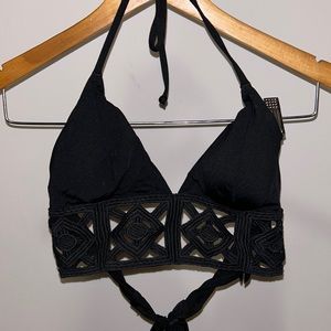 H&M Like New Black Knit Crotchet Bikini Top Swim Padded